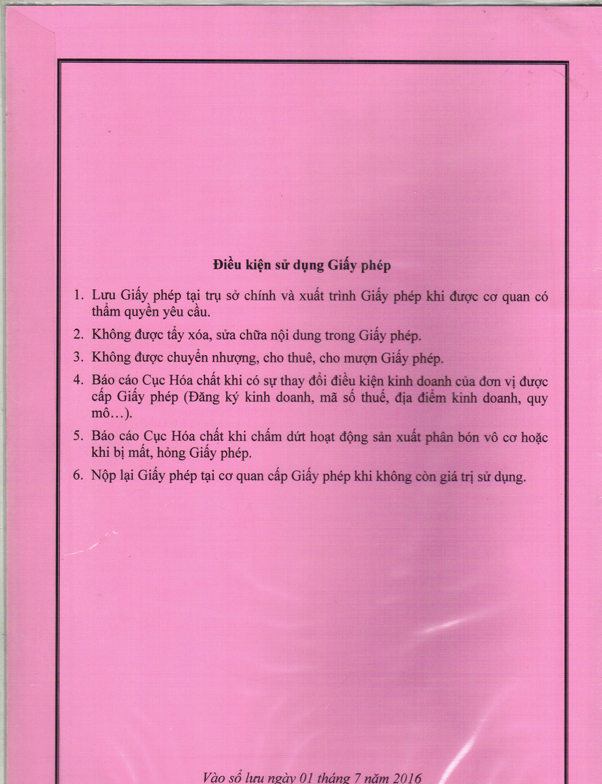 Giấy phép sản xuất phân bón vô cơ